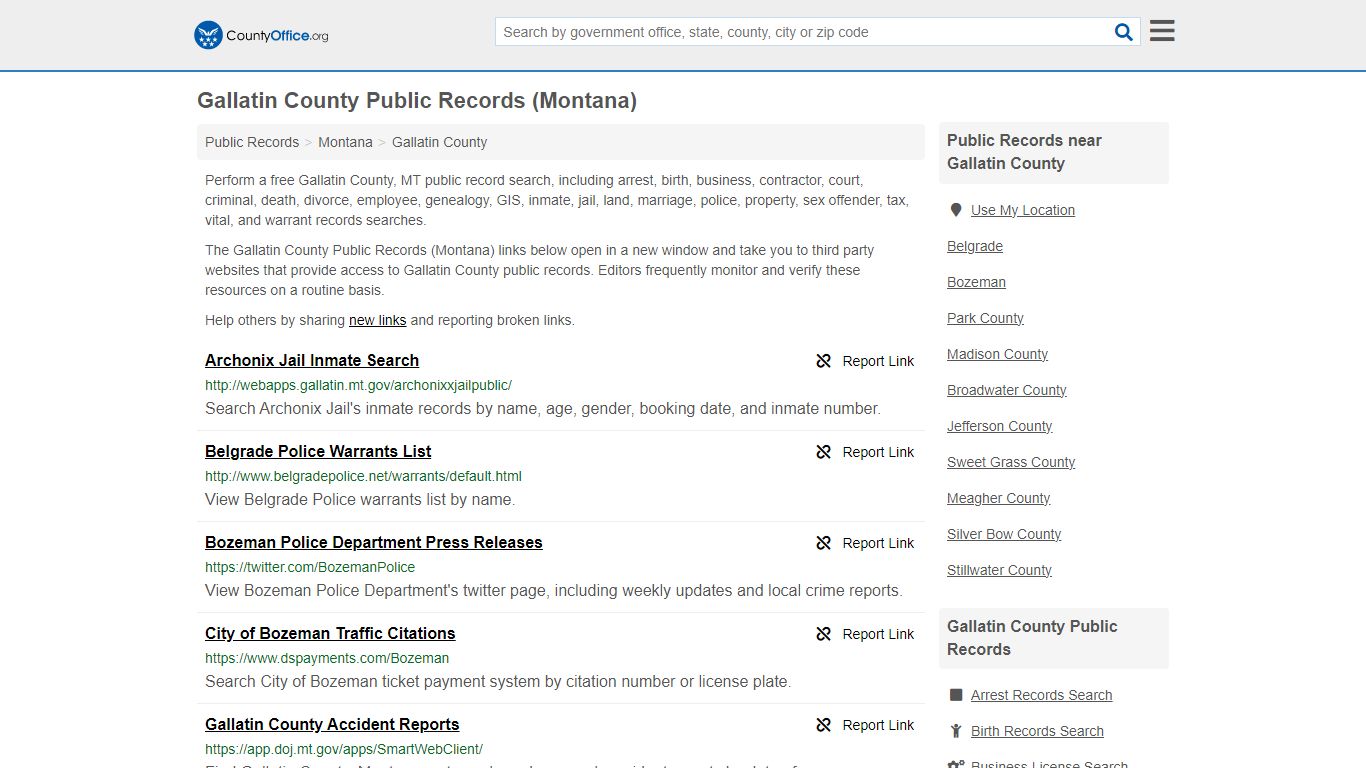 Gallatin County Public Records (Montana) - County Office